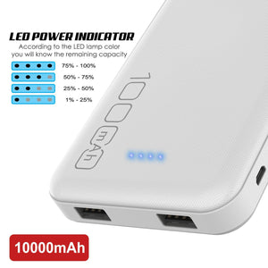 PunkCase Wireless PowerBank 10000mah Battery Pack for iPhone X/XS/Max/XR / 11/10, iPad, Samsung Galaxy S10 / S9 and Many More [White]