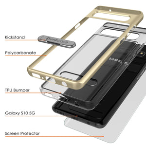 Galaxy S10 5G Case, PUNKcase [LUCID 3.0 Series] [Slim Fit] Armor Cover w/ Integrated Screen Protector [Gold]
