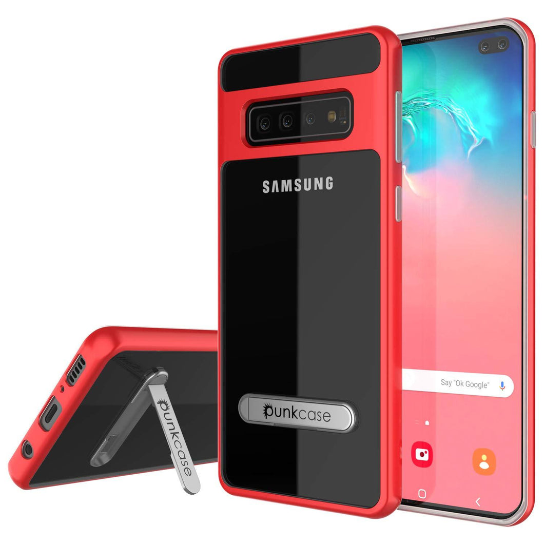 Galaxy S10+ Plus Case, PUNKcase [LUCID 3.0 Series] [Slim Fit] Armor Cover w/ Integrated Screen Protector [Red]