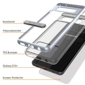 Galaxy S10 Case, PUNKcase [LUCID 3.0 Series] [Slim Fit] Armor Cover w/ Integrated Screen Protector [Silver]