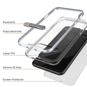 iPhone XS Max Case, PUNKcase [LUCID 3.0 Series] [Slim Fit] Armor Cover w/ Integrated Screen Protector [Silver]